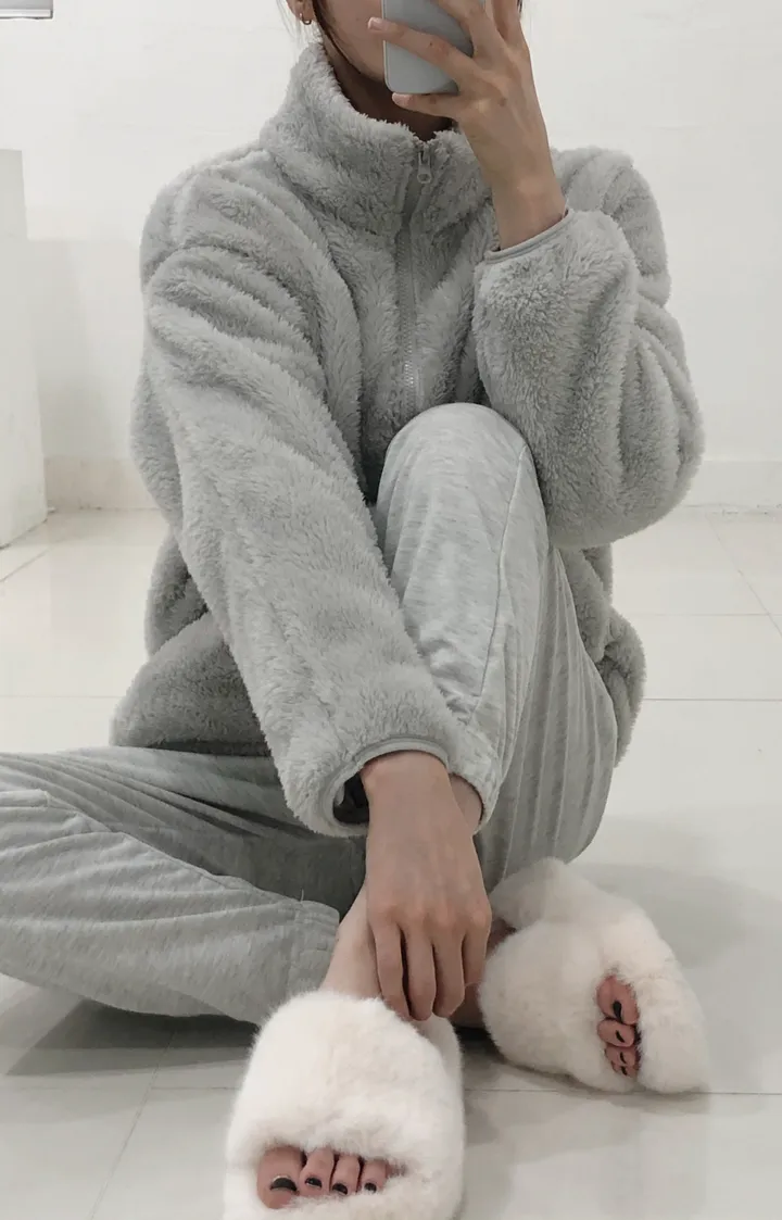 [당일출고]💕깜짝세일💕 도톰 뽀송 양털 루즈핏 후리스집업 2가지 사이즈 남녀공용 6color 상세 이미지 8