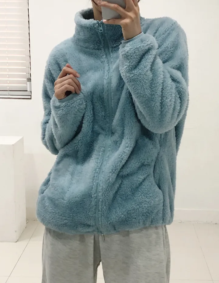 [당일출고]💕깜짝세일💕 도톰 뽀송 양털 루즈핏 후리스집업 2가지 사이즈 남녀공용 6color 상세 이미지 18