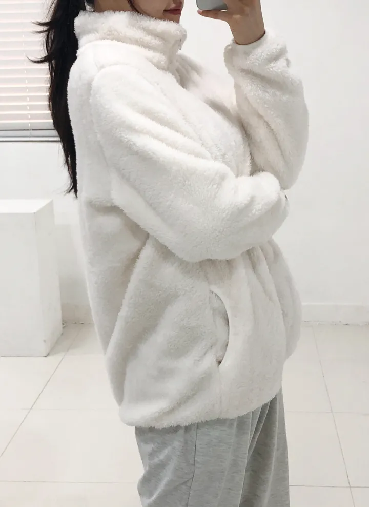 [당일출고]💕깜짝세일💕 도톰 뽀송 양털 루즈핏 후리스집업 2가지 사이즈 남녀공용 6color 상세 이미지 2