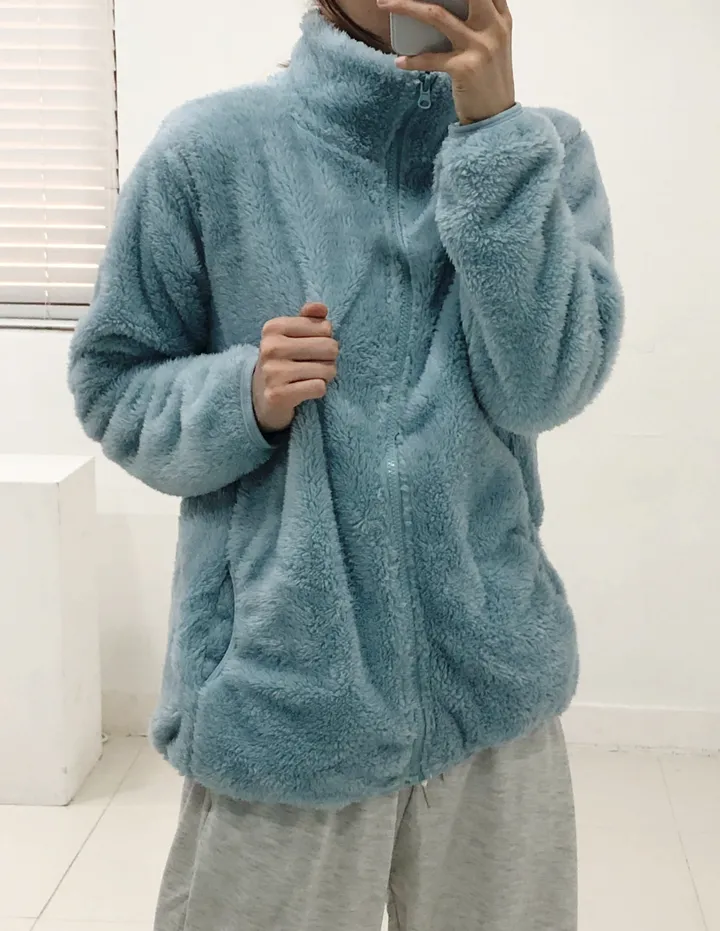 [당일출고]💕깜짝세일💕 도톰 뽀송 양털 루즈핏 후리스집업 2가지 사이즈 남녀공용 6color 상세 이미지 17