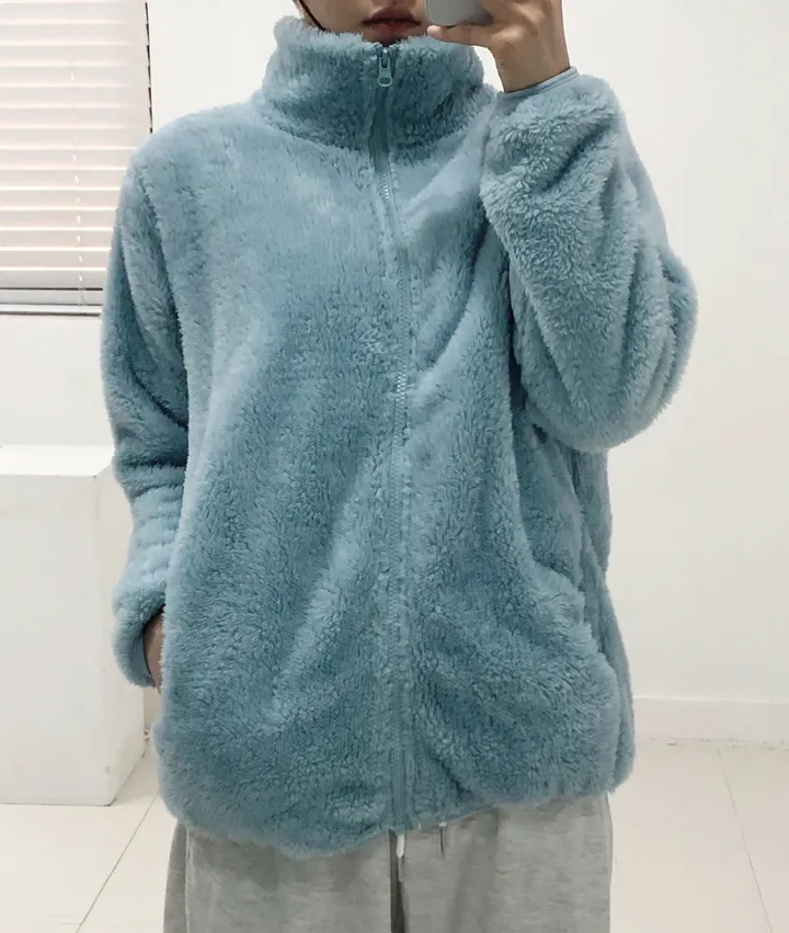 [당일출고]💕깜짝세일💕 도톰 뽀송 양털 루즈핏 후리스집업 2가지 사이즈 남녀공용 6color 상세 이미지 16
