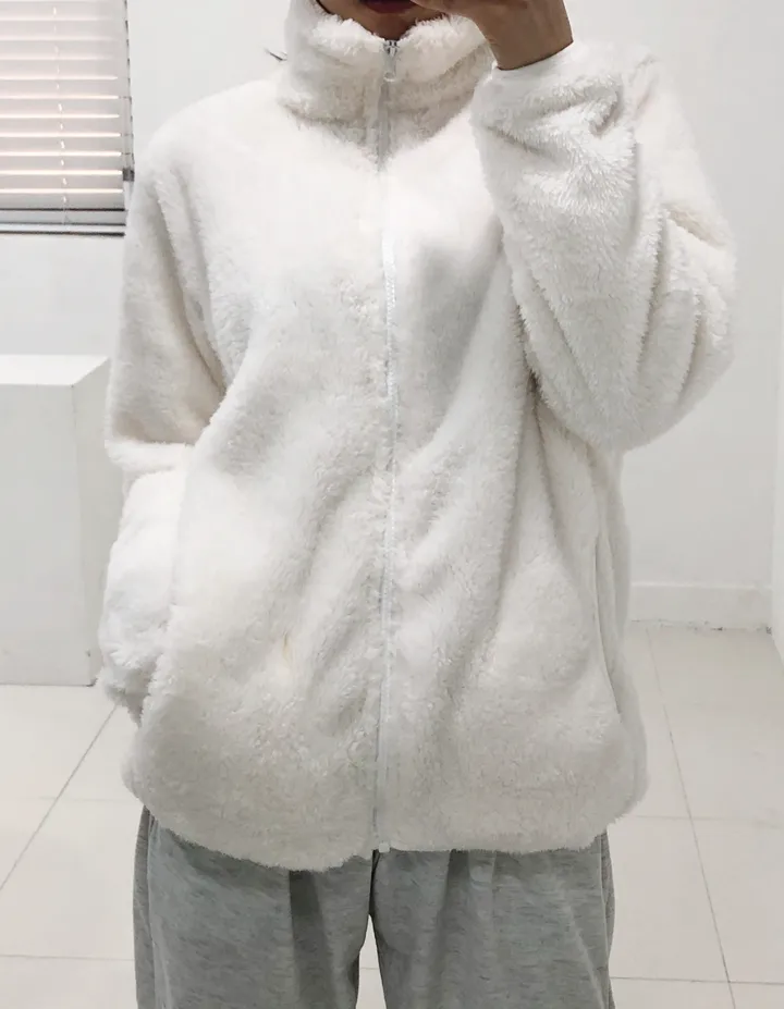 [당일출고]💕깜짝세일💕 도톰 뽀송 양털 루즈핏 후리스집업 2가지 사이즈 남녀공용 6color 상세 이미지 3