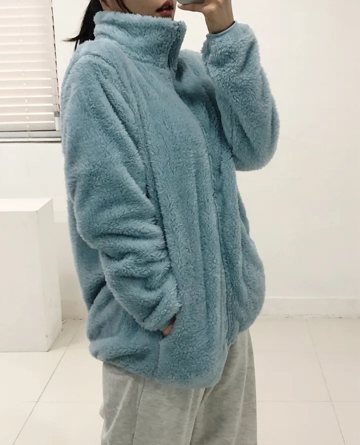 [당일출고]💕깜짝세일💕 도톰 뽀송 양털 루즈핏 후리스집업 2가지 사이즈 남녀공용 6color 상세 이미지 20