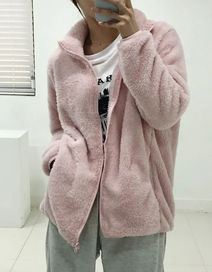 [당일출고]💕깜짝세일💕 도톰 뽀송 양털 루즈핏 후리스집업 2가지 사이즈 남녀공용 6color 상세 이미지 29