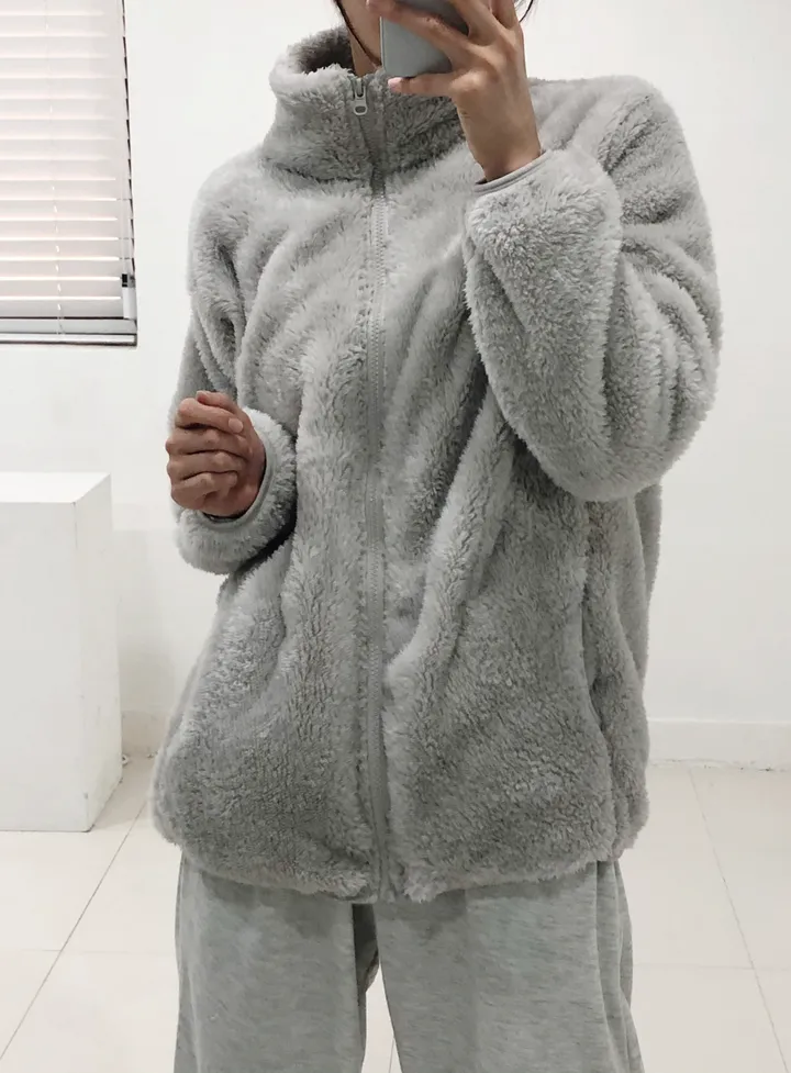[당일출고]💕깜짝세일💕 도톰 뽀송 양털 루즈핏 후리스집업 2가지 사이즈 남녀공용 6color 상세 이미지 13