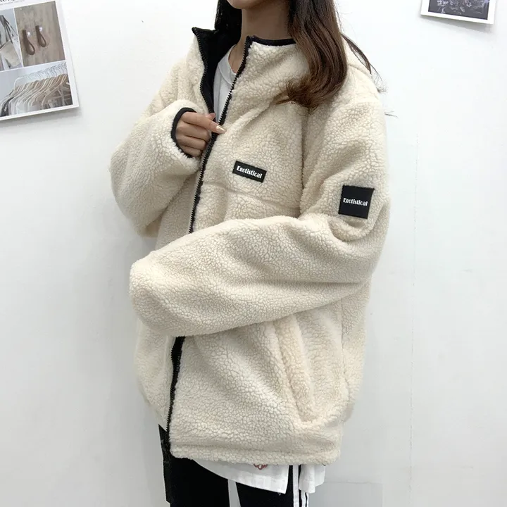 [양면가능!/M~2XL] 패치 양털자켓 후리스 후드집업 (리버시블!) 3컬러 상세 이미지 3