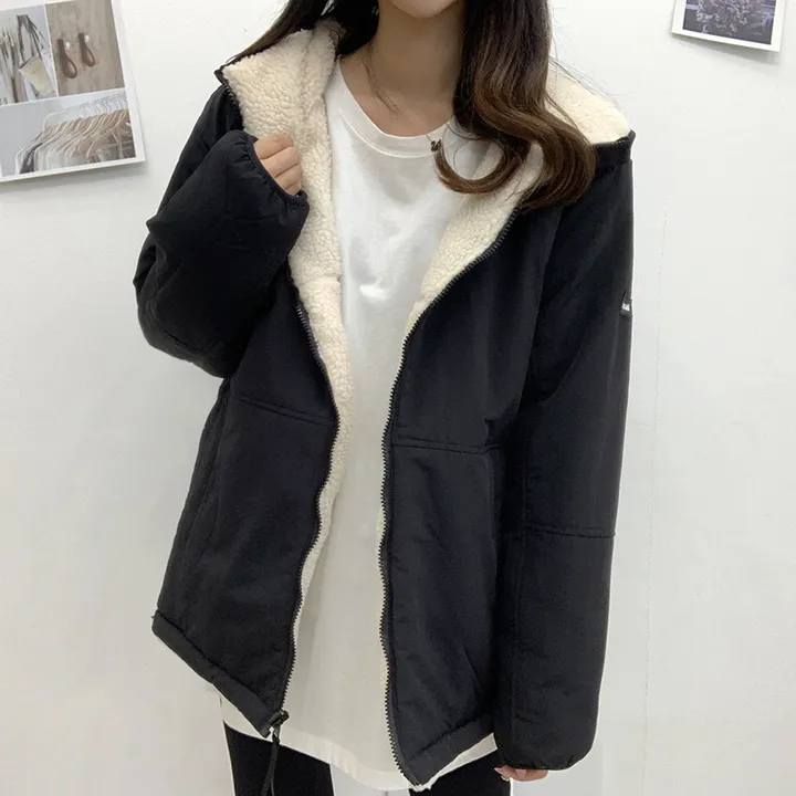 [양면가능!/M~2XL] 패치 양털자켓 후리스 후드집업 (리버시블!) 3컬러 상세 이미지 14
