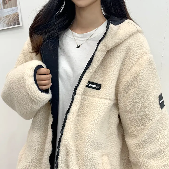 [양면가능!/M~2XL] 패치 양털자켓 후리스 후드집업 (리버시블!) 3컬러 상세 이미지 10