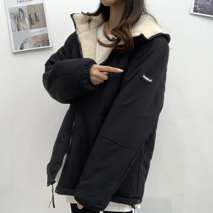[양면가능!/M~2XL] 패치 양털자켓 후리스 후드집업 (리버시블!) 3컬러 상세 이미지 16