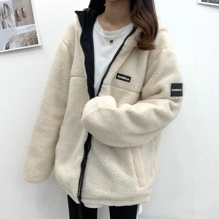 [양면가능!/M~2XL] 패치 양털자켓 후리스 후드집업 (리버시블!) 3컬러 상세 이미지 6
