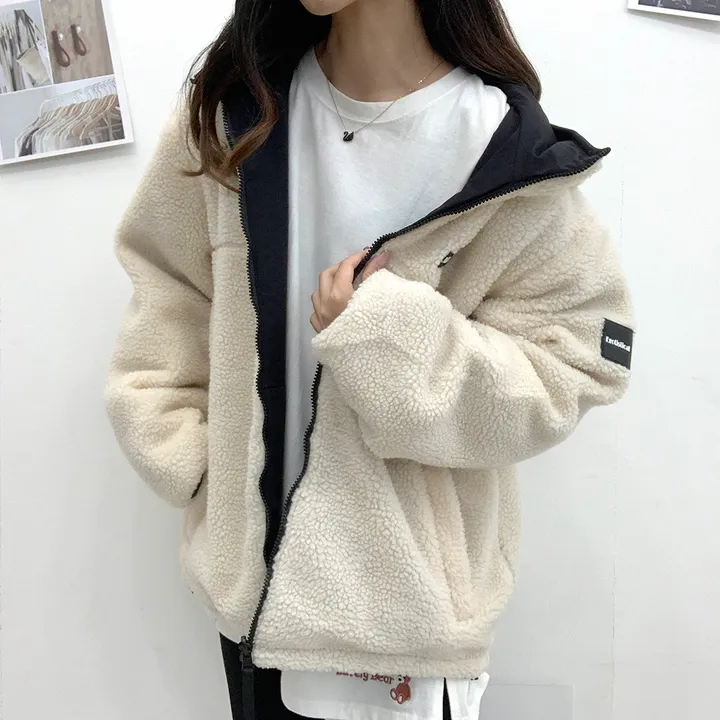 [양면가능!/M~2XL] 패치 양털자켓 후리스 후드집업 (리버시블!) 3컬러 상세 이미지 9