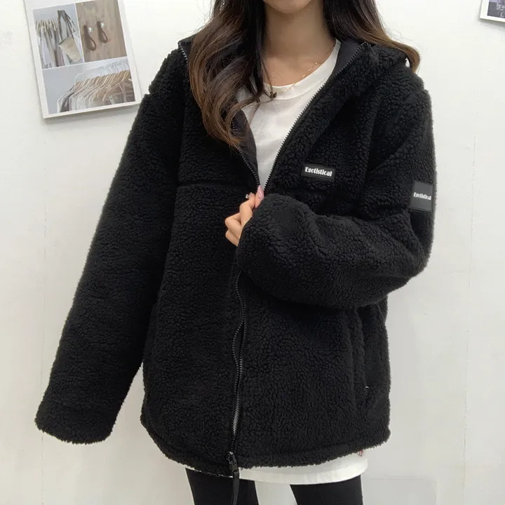 [양면가능!/M~2XL] 패치 양털자켓 후리스 후드집업 (리버시블!) 3컬러 상세 이미지 17