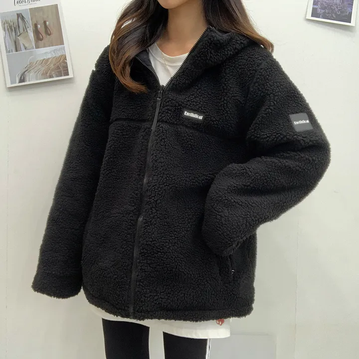 [양면가능!/M~2XL] 패치 양털자켓 후리스 후드집업 (리버시블!) 3컬러 상세 이미지 19