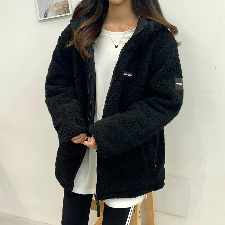 [양면가능!/M~2XL] 패치 양털자켓 후리스 후드집업 (리버시블!) 3컬러 상세 이미지 22