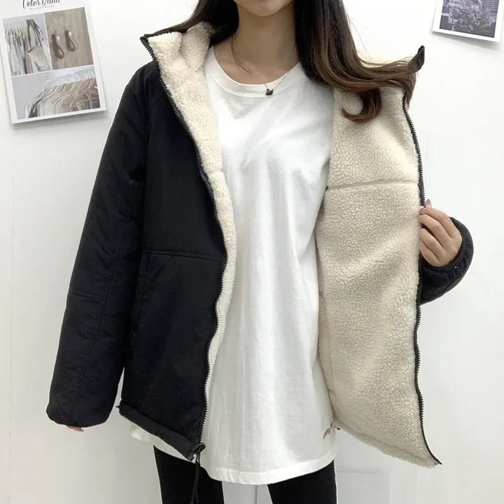 [양면가능!/M~2XL] 패치 양털자켓 후리스 후드집업 (리버시블!) 3컬러 상세 이미지 15
