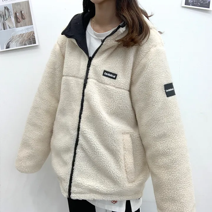 [양면가능!/M~2XL] 패치 양털자켓 후리스 후드집업 (리버시블!) 3컬러 상세 이미지 4