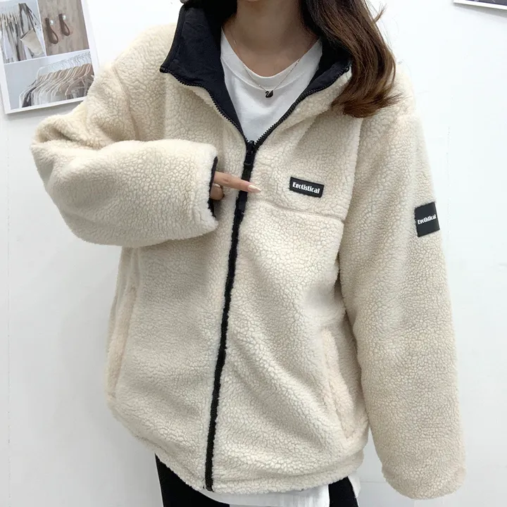 [양면가능!/M~2XL] 패치 양털자켓 후리스 후드집업 (리버시블!) 3컬러 상세 이미지 2