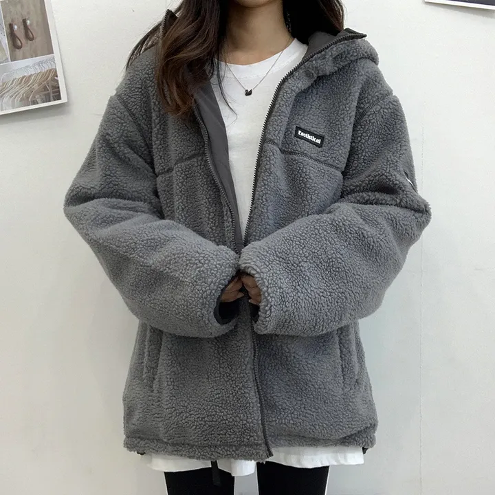 [양면가능!/M~2XL] 패치 양털자켓 후리스 후드집업 (리버시블!) 3컬러 상세 이미지 32