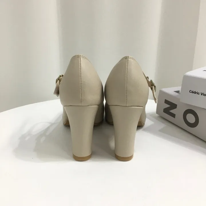 [당일배송/국산수제] 5cm,8cm 라운드 메리제인 쿠션 통굽 힐 상세 이미지 38