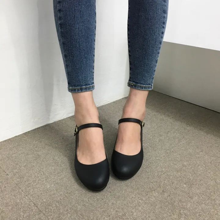 [당일배송/국산수제] 5cm,8cm 라운드 메리제인 쿠션 통굽 힐 상세 이미지 31