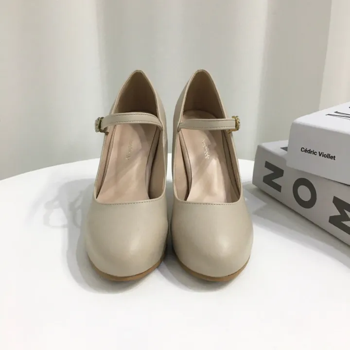 [당일배송/국산수제] 5cm,8cm 라운드 메리제인 쿠션 통굽 힐 상세 이미지 35