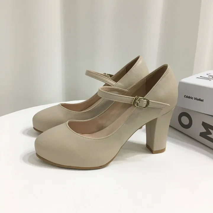 [당일배송/국산수제] 5cm,8cm 라운드 메리제인 쿠션 통굽 힐 상세 이미지 37