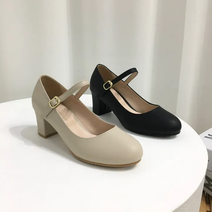 [당일배송/국산수제] 5cm,8cm 라운드 메리제인 쿠션 통굽 힐 상세 이미지 2