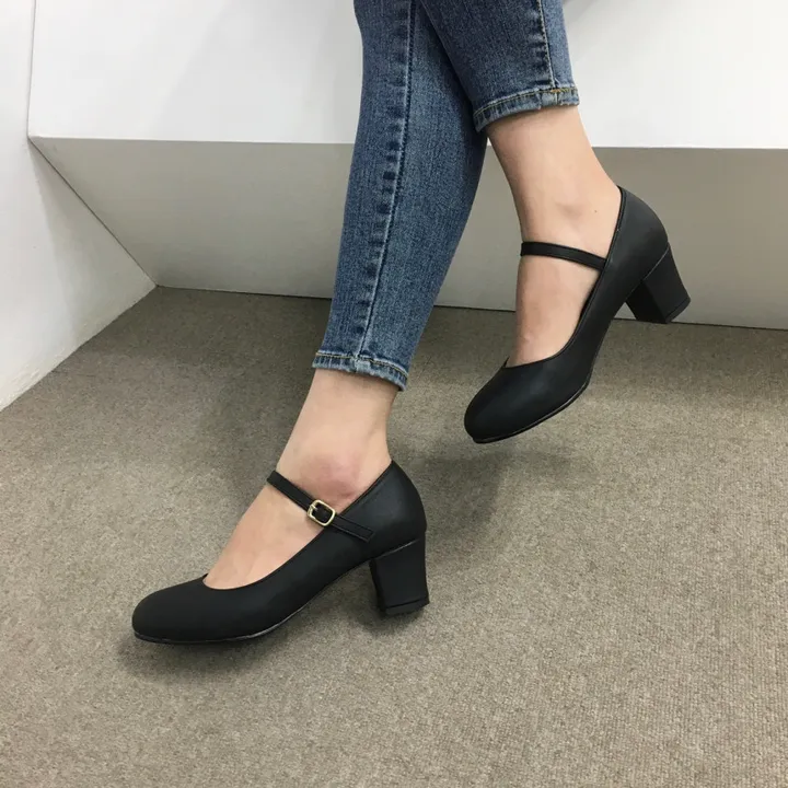[당일배송/국산수제] 5cm,8cm 라운드 메리제인 쿠션 통굽 힐 상세 이미지 34