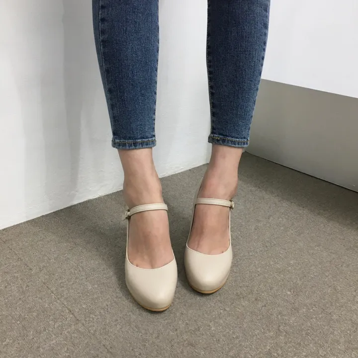 [당일배송/국산수제] 5cm,8cm 라운드 메리제인 쿠션 통굽 힐 상세 이미지 39