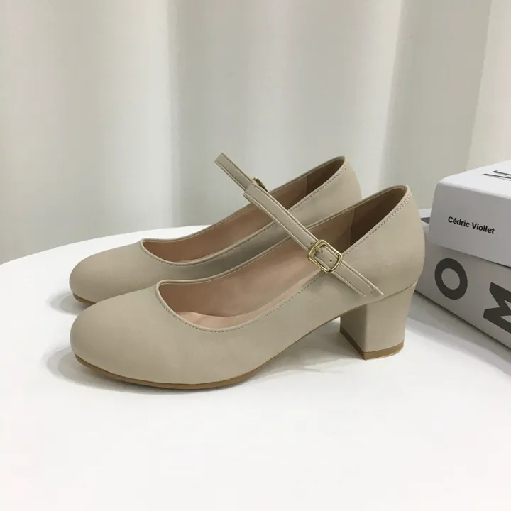[당일배송/국산수제] 5cm,8cm 라운드 메리제인 쿠션 통굽 힐 상세 이미지 21