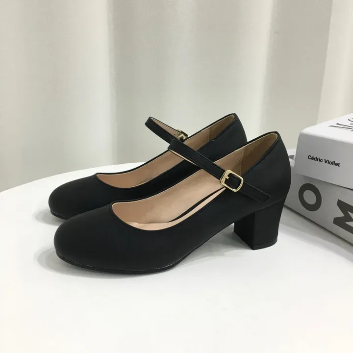 [당일배송/국산수제] 5cm,8cm 라운드 메리제인 쿠션 통굽 힐 상세 이미지 29