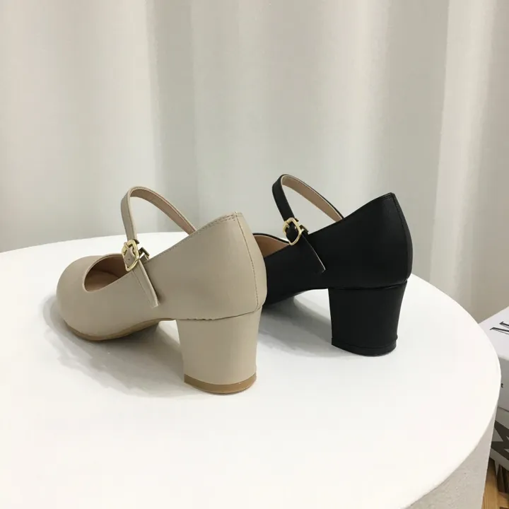[당일배송/국산수제] 5cm,8cm 라운드 메리제인 쿠션 통굽 힐 상세 이미지 3