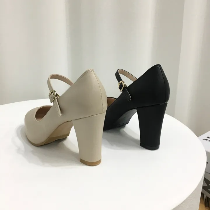 [당일배송/국산수제] 5cm,8cm 라운드 메리제인 쿠션 통굽 힐 상세 이미지 5
