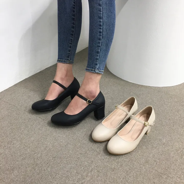 [당일배송/국산수제] 5cm,8cm 라운드 메리제인 쿠션 통굽 힐 상세 이미지 8