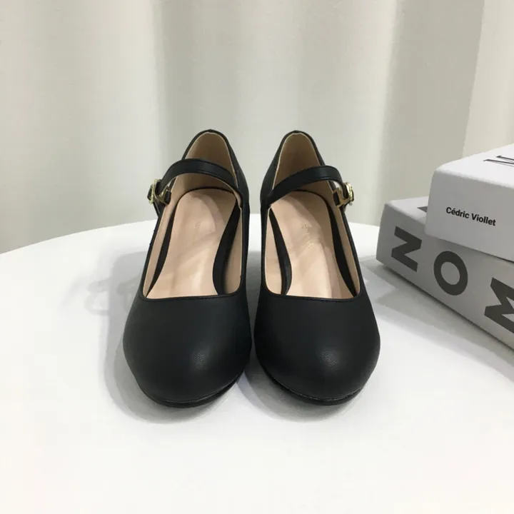 [당일배송/국산수제] 5cm,8cm 라운드 메리제인 쿠션 통굽 힐 상세 이미지 27