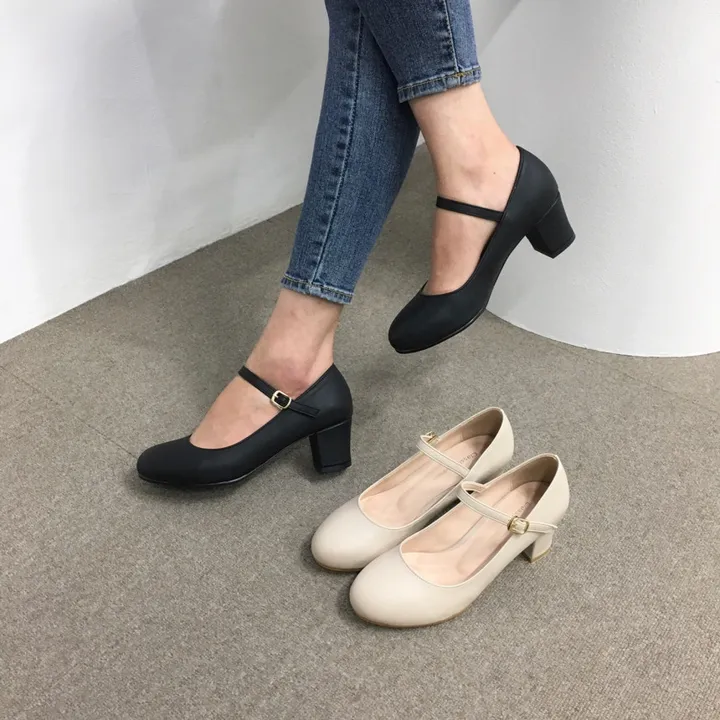 [당일배송/국산수제] 5cm,8cm 라운드 메리제인 쿠션 통굽 힐 상세 이미지 9
