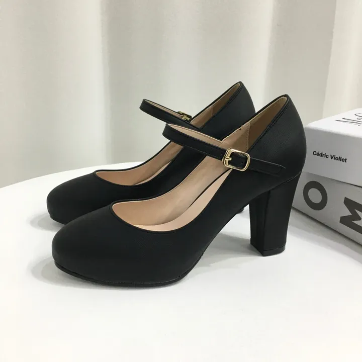 [당일배송/국산수제] 5cm,8cm 라운드 메리제인 쿠션 통굽 힐 상세 이미지 45