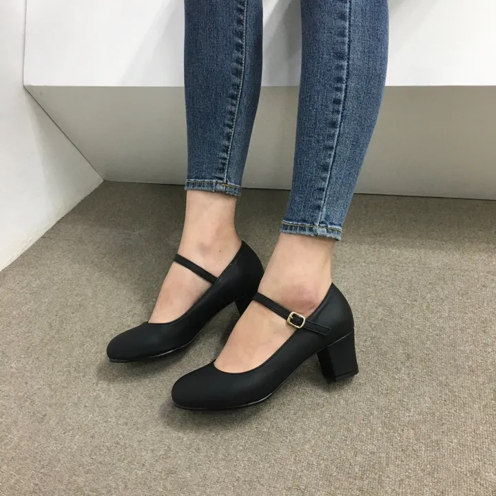 [당일배송/국산수제] 5cm,8cm 라운드 메리제인 쿠션 통굽 힐 상세 이미지 33