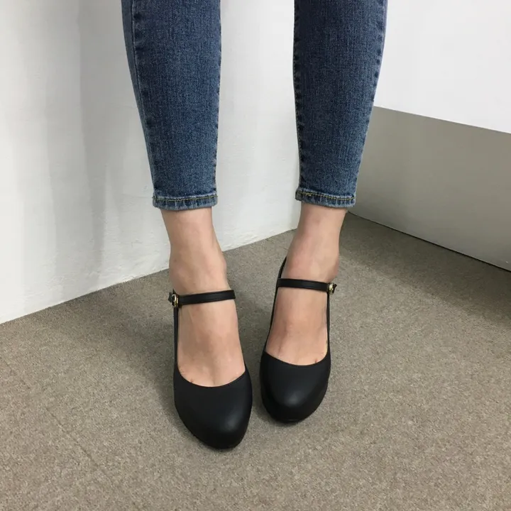 [당일배송/국산수제] 5cm,8cm 라운드 메리제인 쿠션 통굽 힐 상세 이미지 47