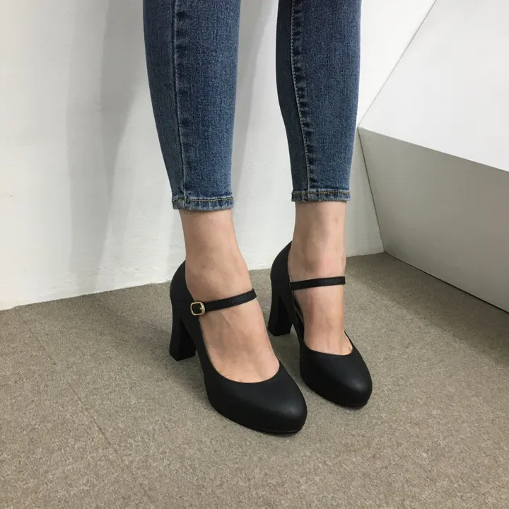 [당일배송/국산수제] 5cm,8cm 라운드 메리제인 쿠션 통굽 힐 상세 이미지 48