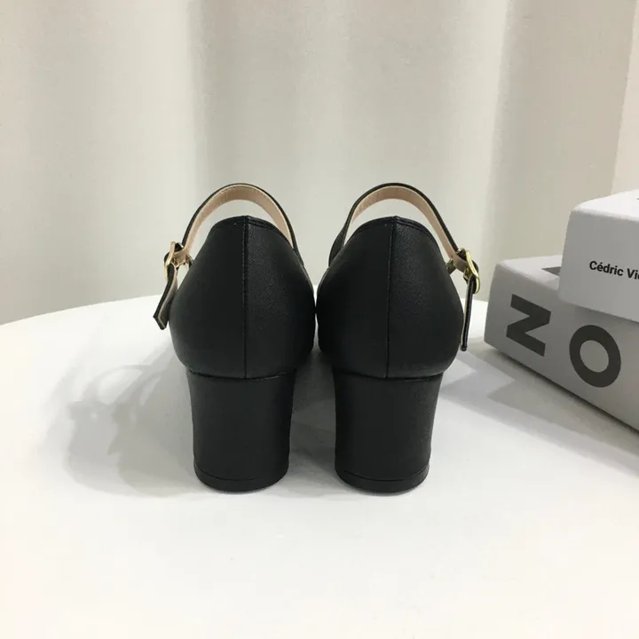 [당일배송/국산수제] 5cm,8cm 라운드 메리제인 쿠션 통굽 힐 상세 이미지 30