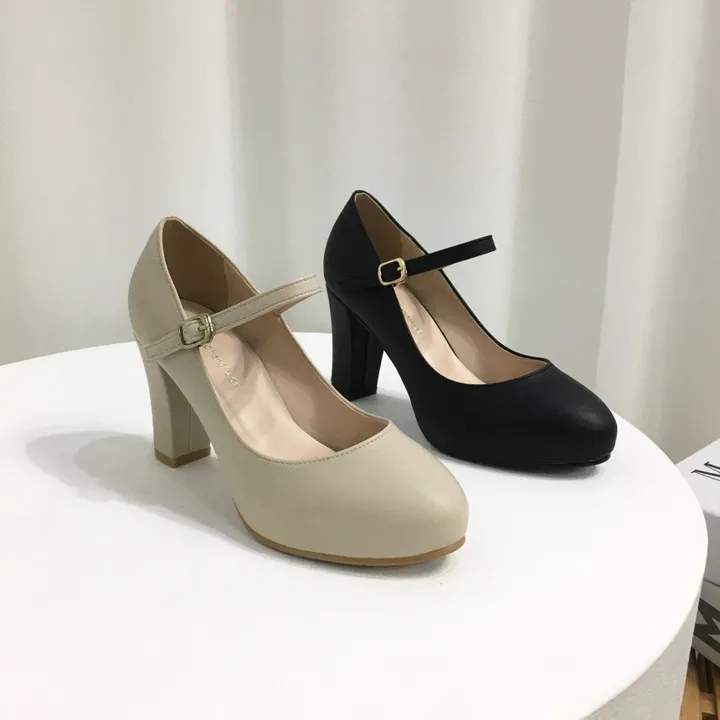 [당일배송/국산수제] 5cm,8cm 라운드 메리제인 쿠션 통굽 힐 상세 이미지 4