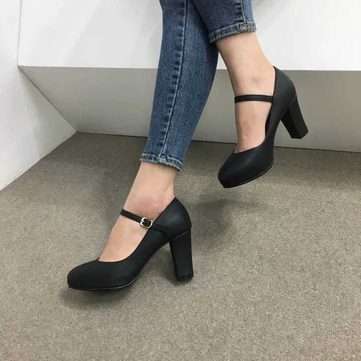 [당일배송/국산수제] 5cm,8cm 라운드 메리제인 쿠션 통굽 힐 상세 이미지 50