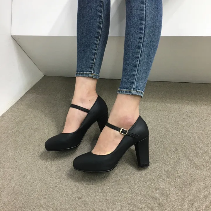 [당일배송/국산수제] 5cm,8cm 라운드 메리제인 쿠션 통굽 힐 상세 이미지 49
