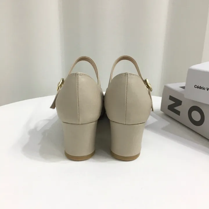 [당일배송/국산수제] 5cm,8cm 라운드 메리제인 쿠션 통굽 힐 상세 이미지 22
