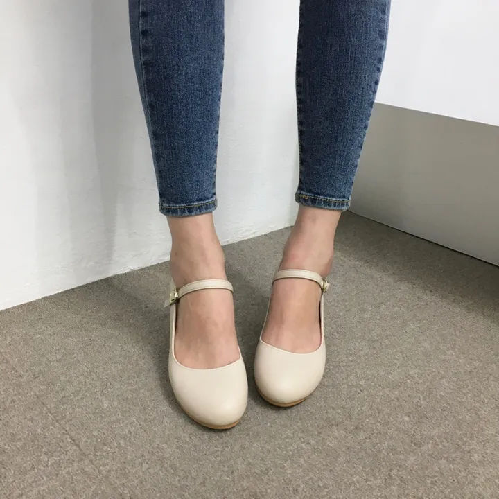 [당일배송/국산수제] 5cm,8cm 라운드 메리제인 쿠션 통굽 힐 상세 이미지 23