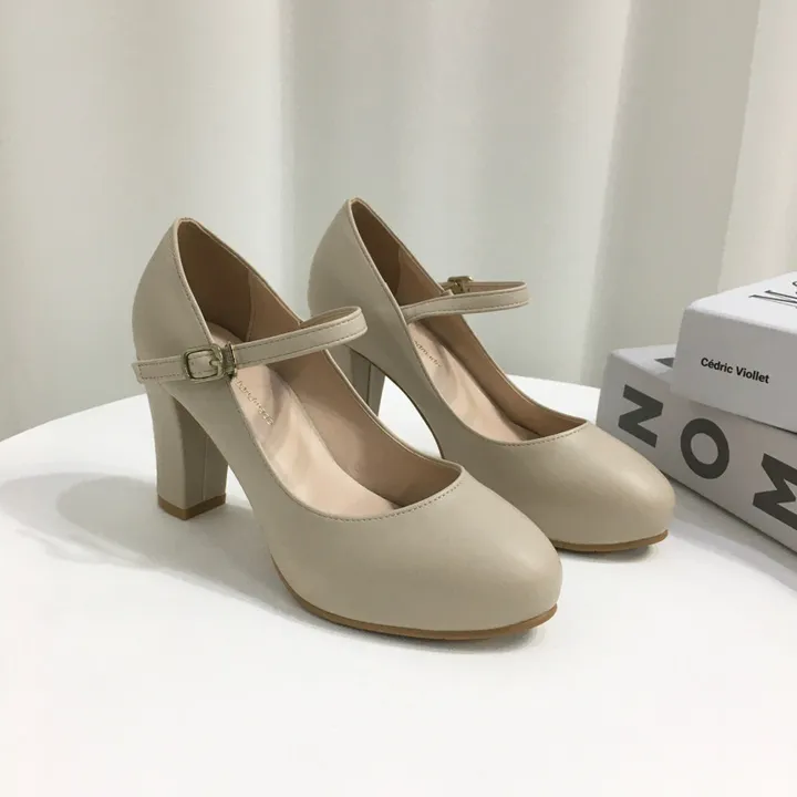 [당일배송/국산수제] 5cm,8cm 라운드 메리제인 쿠션 통굽 힐 상세 이미지 36