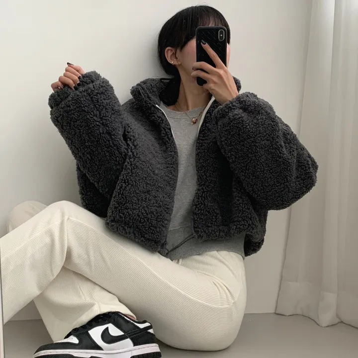 [누빔안감/정말따듯해요!!]양털 누빔 뽀글이 스트링 크롭 따듯 점퍼 상세 이미지 23