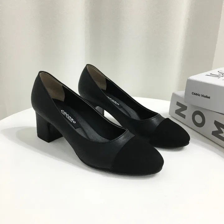 [당일배송/국산수제] 모던 배색 통굽 미들 펌프스 5cm 상세 이미지 31