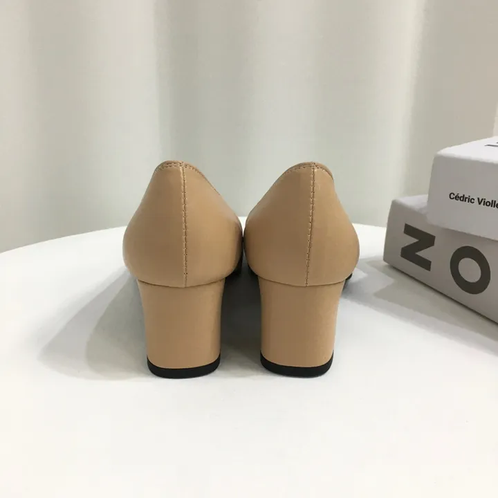 [당일배송/국산수제] 모던 배색 통굽 미들 펌프스 5cm 상세 이미지 25